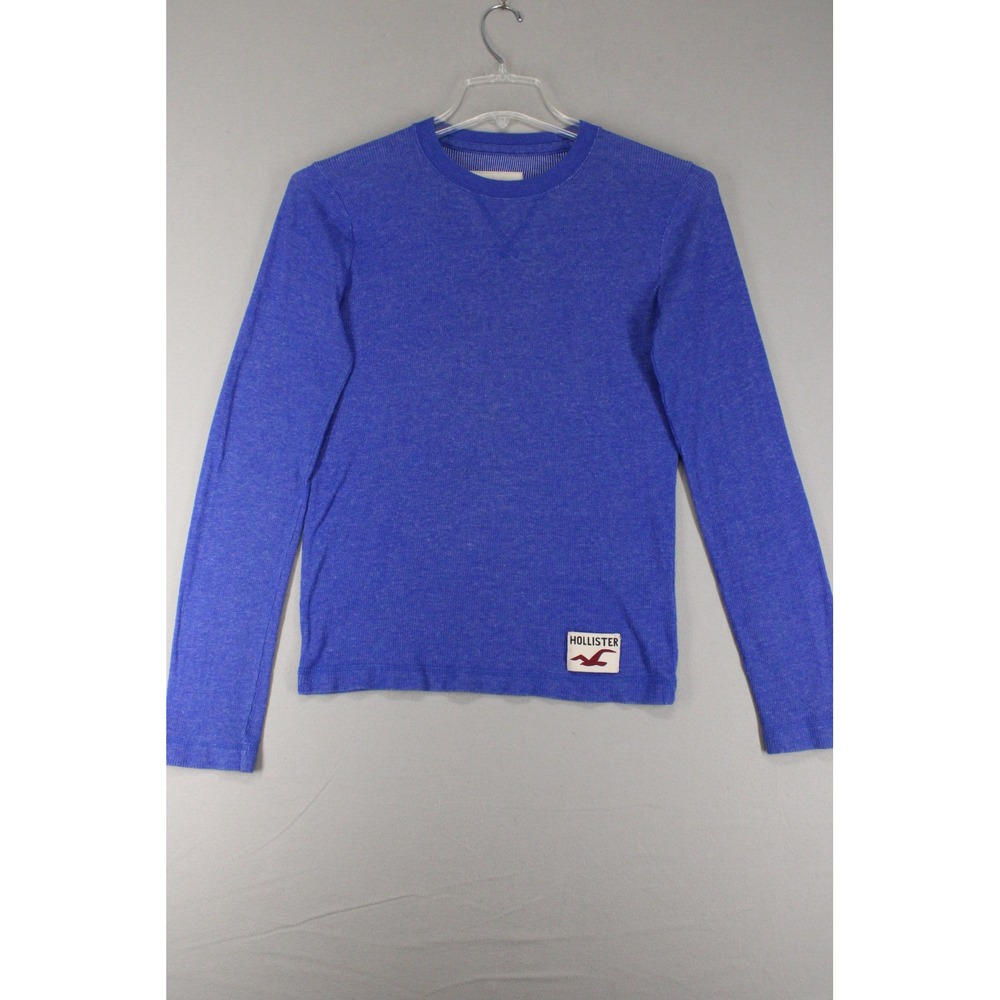 Hollister Womens Thermal Shirt Small Blue Long Sleeve Waffle Knit 90s Hipster